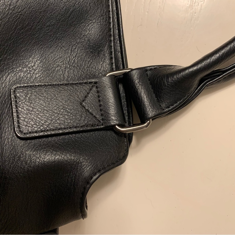 Black Vegan Leather Tote with Gunmetal Hardware. EUC - Picture 14 of 15